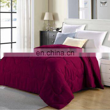 Wholesale Solid Comforter 100% Microfiber Flower Shape Stitching Burgundy Duvet