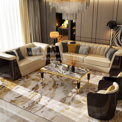 Light luxury sofa, postmodern simple villa model room, Hong Kong-style Italian large family, Versace customized microfiber leather