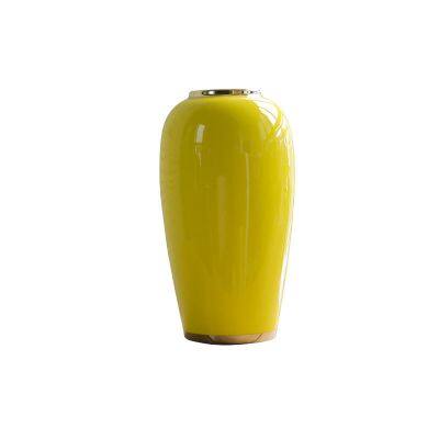 Modern Simple Fashion Art Yellow Ceramic Dry Flower Vase For Home Decor photo-5