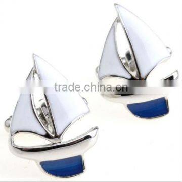 Men Sailing Captain Ship Boat Cufflinks Metal Blue Ocean Cuff Links Silver Hot photo-3