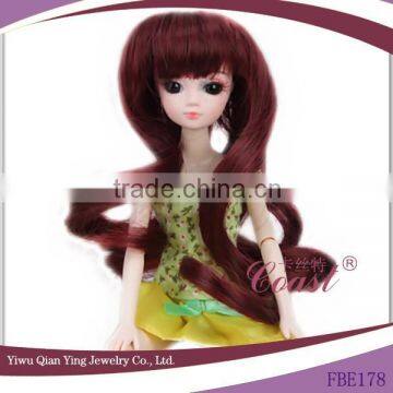 fashion brown curly synthetic hair wig for dolls