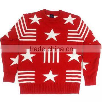 Red Polo collar fleece pullovers Cotton sweater design for kid Jumper wholesale