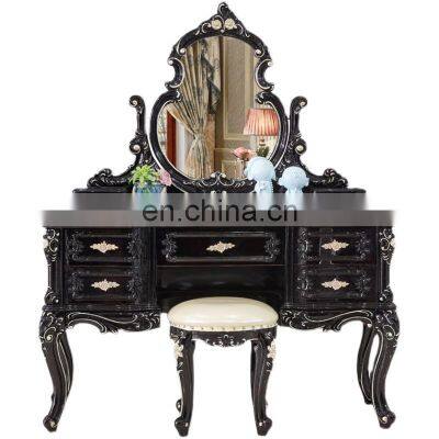 European style wooden bedroom furniture makeup table mirrored dressers vanity dressing table set