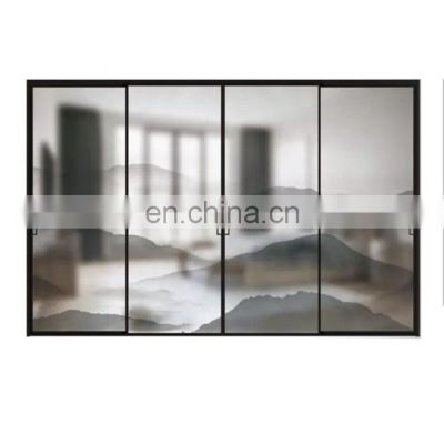 Black narrow edge balcony glass sliding door  tempered glass