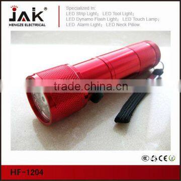 9 LED flashlight aluminium flashlight with laser torch red color