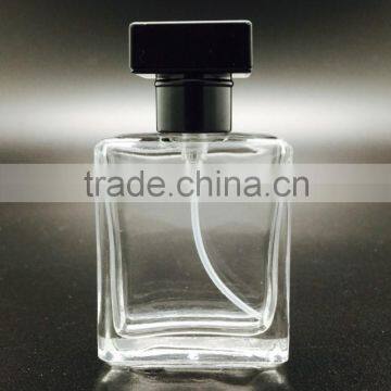 25ml Clear Square Glass Perfume Bottle with Plastic Cap