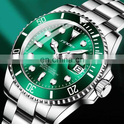 Sinobi S9721G Mens Luxury Watch Stainless Steel Strap Sport Waterproof Green Water Ghost Watch Quartz Men's Watches