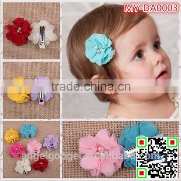 Duckbill clip handmade chiffon flower baby headband wholesale MY-DA0003