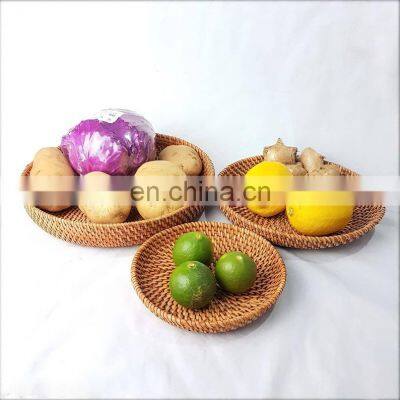 Set of 3 Rattan Decorative Plate, Serving tray Charger Fruit Plate, Wedding Decoration