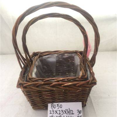 China Supplies Wicker Basket Rectangular Shape Shopping Vintage Basket