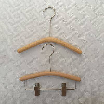 Korean beech customized cloth hangers wood coat pants rack luxury clothes hanger with anti-slip clip