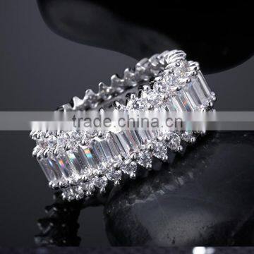 Thick Wedding Band Big CZ Crystals Rectangle Shape Deluxe Copper Women Ring photo-3