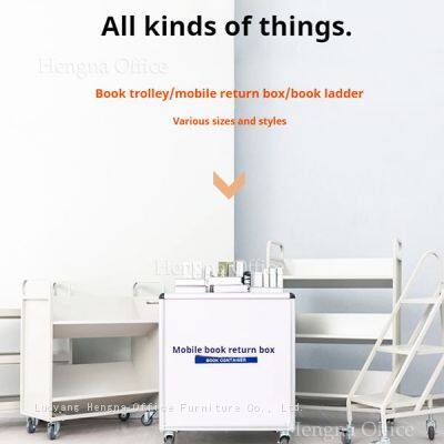 Modern Metal Book Trolley and Ladder for Library and Office Use Durable Library Book Storage System Manufacturer in China
