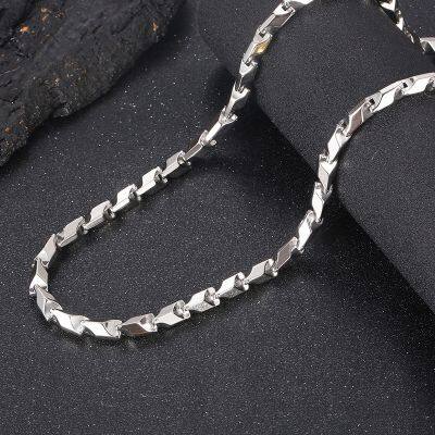 7MM Stainless Steel Rectangular Splicing Charm Necklace Thick Bracelet for Men Polished Simple Dragons Bone Chain Jewelry