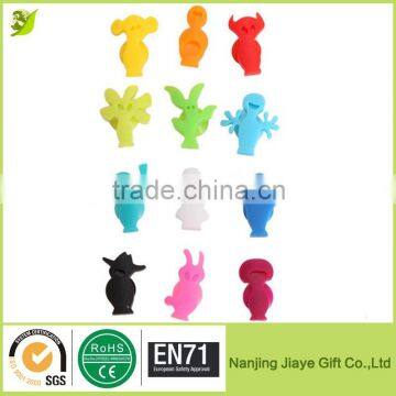 Eco-friendly Silicone Suction Cup Glass Wine Label Recognizer Wine Charms