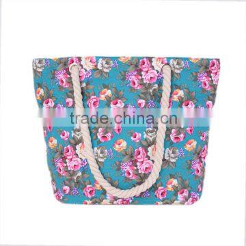 Flowers Printing Handbags Shoulder Bag Canvas Appliques Portable Bags Handbag Brands