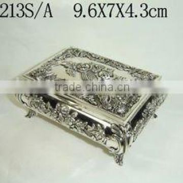 Flower Silver Coating Metal Trinket Box(LD-213S/A)