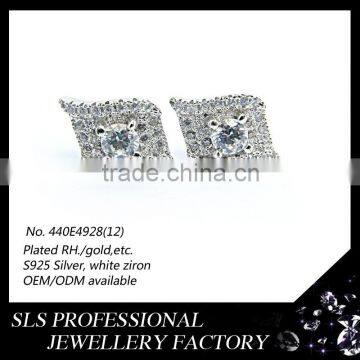 3A grade zirconia cubic miceo paved small korean jewelry pure silver stud earrings