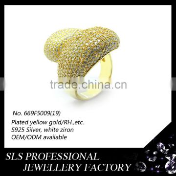 SLS Jewelry different design ring jewelry in 925 silver yellow gold plated white zircon rings for ladies