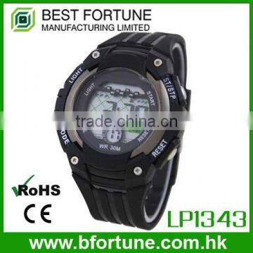 LP1343_BK Rubber Strap Black color Chrono Alarm Date/Day Flashlight Tech Multifunction analog digital watches