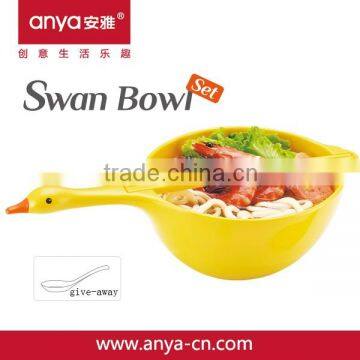 D724 2016 New Product Swan Bowl Salad Bowl Melamine Plastic Bowl