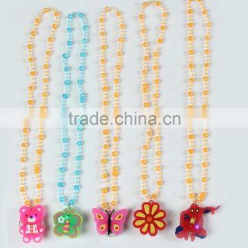 LED flashing Mardi gras necklace, Carnival Led necklace, LED plastic bead necklace