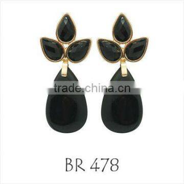 Earring with natural stone, GOLD PLATED