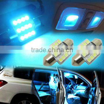 HOT 2x Aqua Blue 1.25" 31mm 12-SMD DE3175 LED Bulbs For Car Interior light OYXL