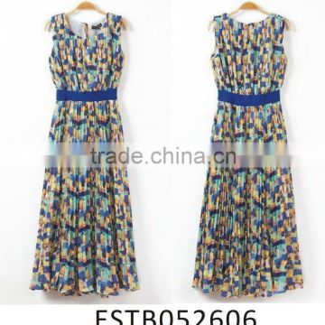 Ladies chiffon printed long style dresses