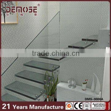 used house steel staircase with glass treads