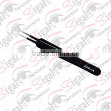 fashional curved anti-static stainless tweezer for eyelashes