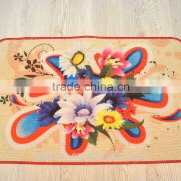 50*80cm loop pile printing carpet with anti-slip backing latex/tpr flower design nylon printing mat