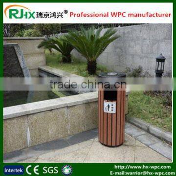 Wood-plastic composite dustbin with anti-uv and mositure-proof