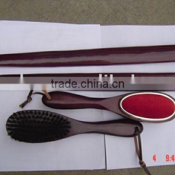 Wooden Shoe Horn and Suit Brush Set