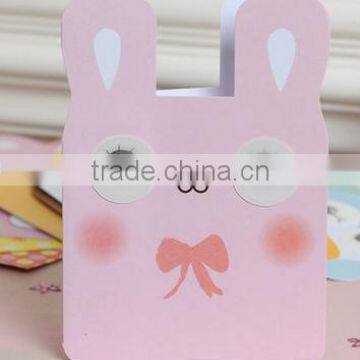 Bright in pink colour with shy rabbit pattern shape of thanksgiving card/birthday card/greeting card