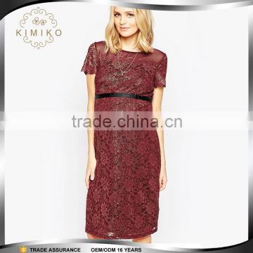 Fashion Two Pieces Lace Midi Maternity Dress Plus Size for Pregnant