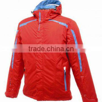 Red--Stylish Technical thermal contrast ski jacket with detachable hood