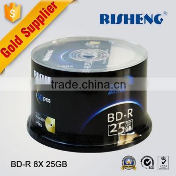 RISHENG blank bd disc 25gb factory wholesale/blank blu ray disk 6x printable/blank bd 50cake box