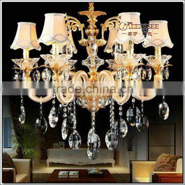 Luxury Glass Crystal Chandelier with Lampshade for Bedroom MD88006