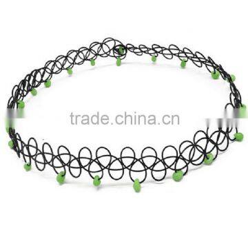 Black Plastic Line Braided Golden Beads Fake Tattoo Necklace for Girls photo-6