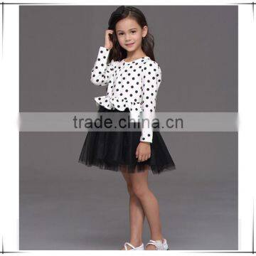 2015 Cotton Dots Long Sleeve Girls Dress Casual Hot Spring and Autumn Party Dress for Girls E52 Customization Guangzhou OEM GZ