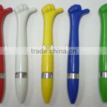 Plastic twist hand shape ball pen for promotion