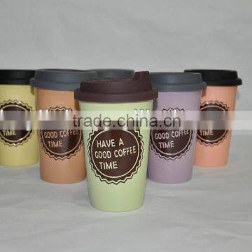 stoneware travel mug with silicon