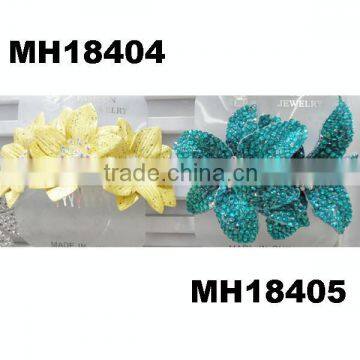 fashion double flower triple crystal hair decoration flower hair clips comb