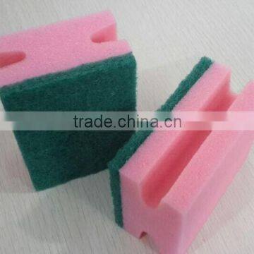 kitchen cleaning sponge with scouring pad brush