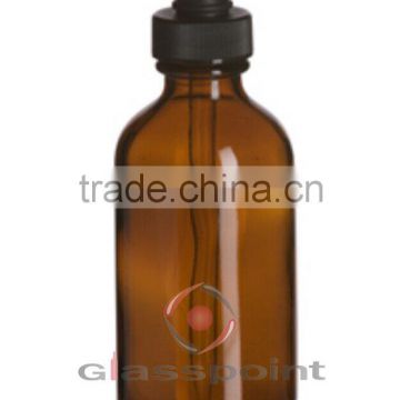 Amber Boston Round Glass Bottle 4 oz with Dropper, dropper bottle 4oz, 120ml boston round                        
                                                Quality Choice