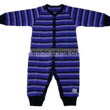 Kids 100% Merino Wool Romper in Stripes Fabric