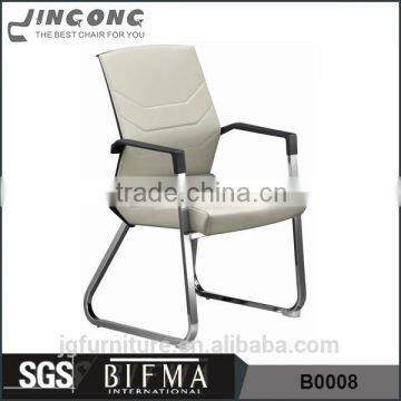 Conference pu back meeting chair, chromed armrest ,without wheels