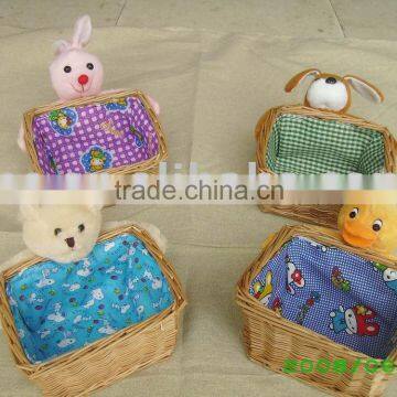 JM7392 Plush Toys with Willow Storage Basket