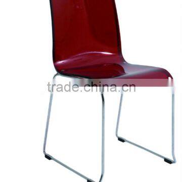 Acrylic transparent designs armless and steel legs acrylic leisure chair.